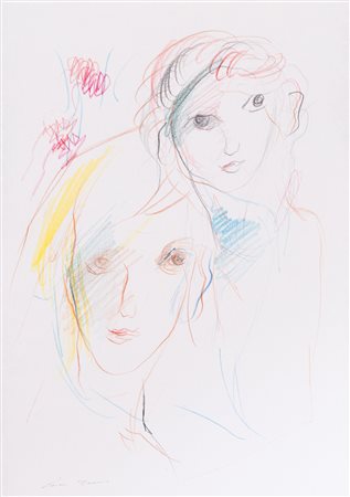 ERNESTO TRECCANI (1920-2009) Senza Titolo Pastelli su carta cm 29,7x21 Firma...