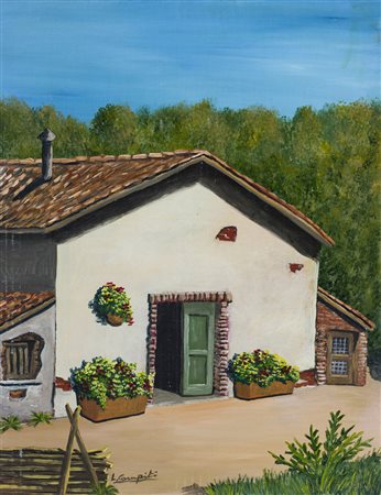 LUCIANO CAMPITI (1956) Fienile, 2008 Olio su tavola cm 50x40 Firma al fronte...