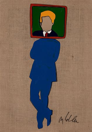 MARCO LODOLA (1955) Senza Titolo Tecnica mista su tea di juta cm 100x70x4...