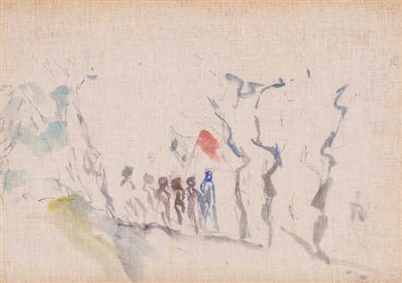 ERNESTO TRECCANI (1920-2009) Senza Titolo Tecnica mista su tela cm 32x45...