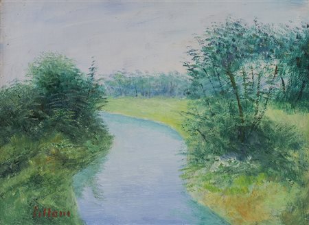 UMBERTO LILLONI (1898-1980) Il Lambro, 1961 Olio su tela cm 30x40 Firma al...