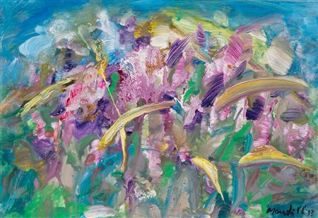 POMPILIO MANDELLI (1912-2006) Paesaggio, 1993 Acrilici su tela cm 33x47 Firma...