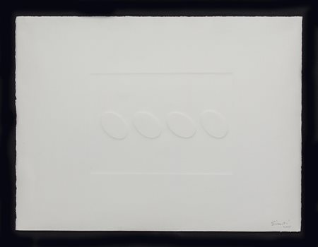 TURI SIMETI (1929) Quattro ovali bianchi, 2015 Calcografia su carta - Pezzo...