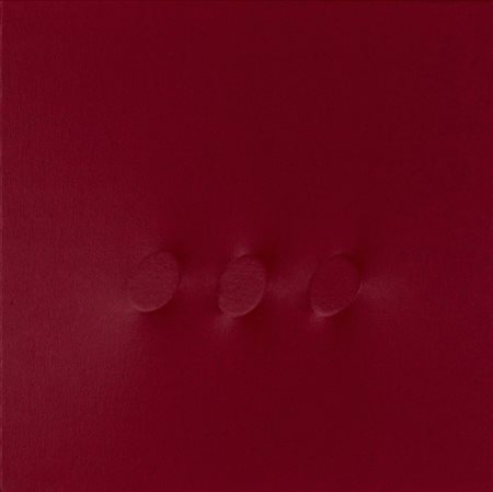 TURI SIMETI (1929) 3 ovali rossi, 2016 Acrilici su tela sagomata cm 30x30...