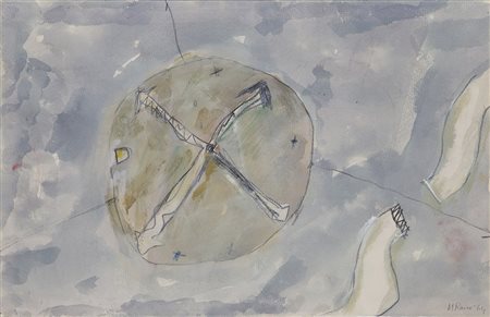 MARIO RACITI (1934) Dove e quando, 1964 Tecnica mista su carta cm 32x49,5...