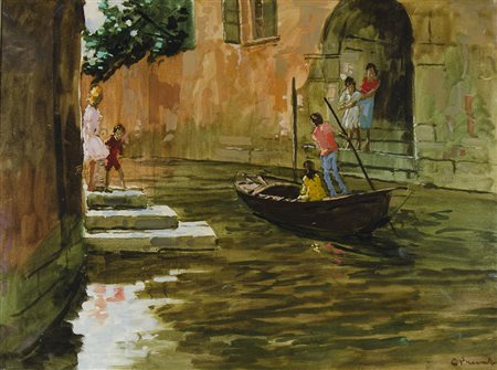 Cosimo Privato 1899-1971 "Venezia, Rio Marin" cm. 60x80 - olio su tela...