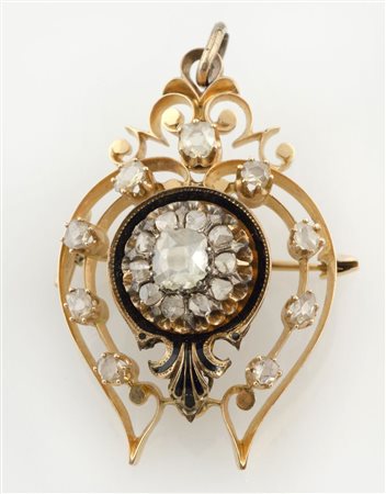 Spilla pendente in oro giallo, fine '800