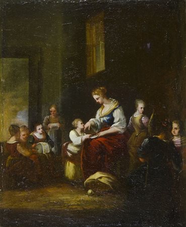 Pasqualino Rossi 1641-1722 "La scuola" cm. 47x37 - olio su tela foderata