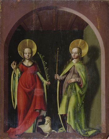 Maestro austriaco del XVI secolo "Sante" cm. 150x117 - olio su tavola