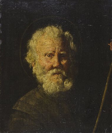 Maestro fiammingo inizio XVII secolo "Figura di Santo" cm. 43x36 - olio su...