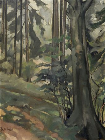 Pittore del '900 "Bosco con alberi" cm. 80x60 - olio su tela Firmato Michels...