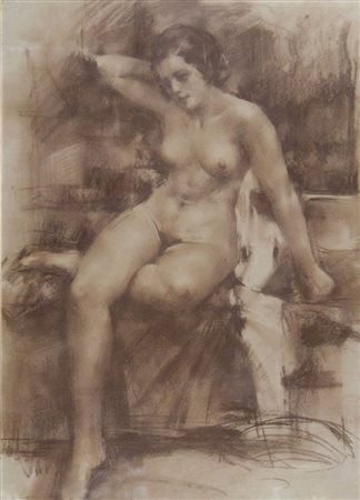 Pittore del '900 "Nudo in posa" cm. 70x50 - pastello su carta