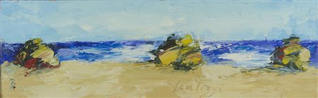 Sergio Scatizzi 1918-2009 "Paesaggio" cm. 16x51 - olio su tavola Firmato b. a d.