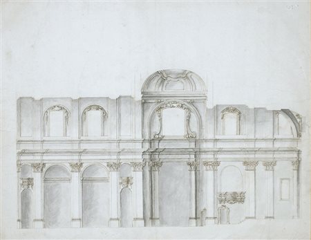Pittore primi '900 "Architettura" cm. 44x56 - disegno acquerellato