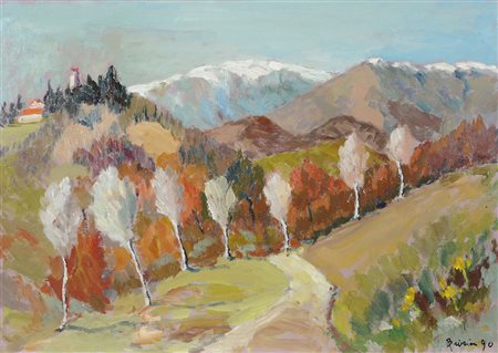 Biasion Lotto di 7 opere ad olio raffiguranti paesaggi, misure diverse.