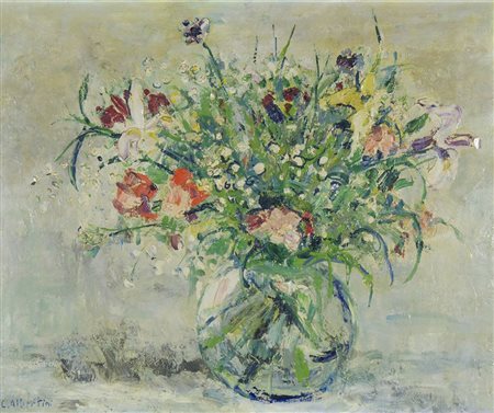 Luciano Albertini 1910-1985 "Fiori" cm. 50x60 - olio su faesite Firmato b. a...