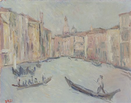 Ercole Drei 1886-1973 "Veduta di Venezia" cm. 32x40 - olio su tela su cartone...