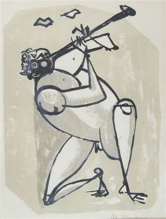 Marcello Mascherini Udine 1906-Trieste 1983 "Fauno" cm. 46x35 - tecnica mista...