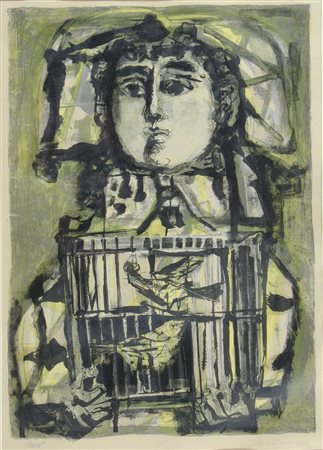 Antoni Clavè 1913-2005 "Personaggio" cm. 50x35 - tecnica mista Firmato b. a s.