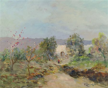 Vincenzo Laricchia 1940 "Campagna" cm. 40x50 - olio su cartone Firmato b. a...