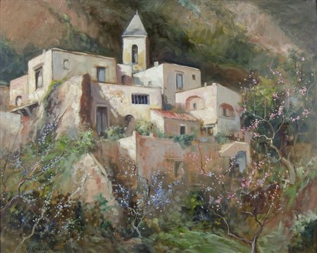 Vincenzo Laricchia 1940 "Villa sul monte" cm. 40x50 - olio su cartone Firmato...