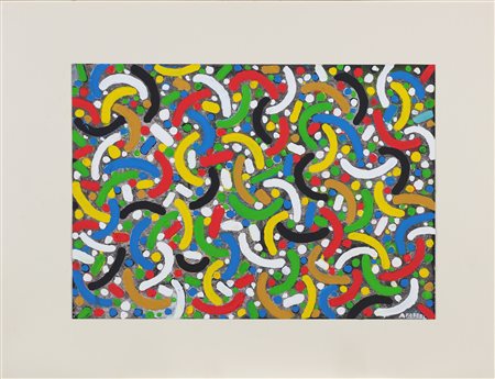 FABBRI AGENORE (1911 - 1998) Giardini pubblici. . Tecnica mista su carta. Cm...