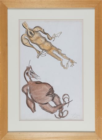 ERRO (n. 1932) Senza titolo. . 1962. Tecnica mista su carta. Cm 32,00 x...