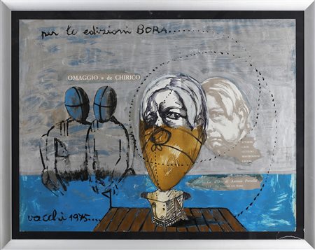 VACCHI SERGIO (n. 1925) Omaggio a De Chirico. . 1975. Olio su carta. Cm 84,00...