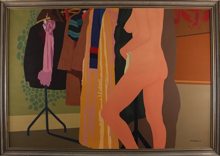 ATTILIO STEFFANONI (n. 1938) Vestibolo. . 1970. Olio su tela . Cm 140,00 x...