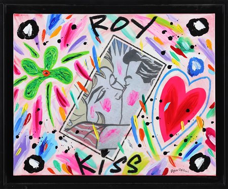 DONZELLI BRUNO (n. 1941) Roy kiss. . Tecnica mista su tela. Cm 50,00 x 40,00....