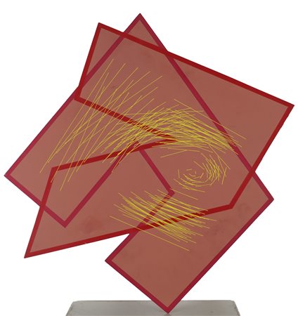 PINNA GAETANO (n. 1939) Giallo rosso. . 1997. Tecnica mista su tavola. Cm...