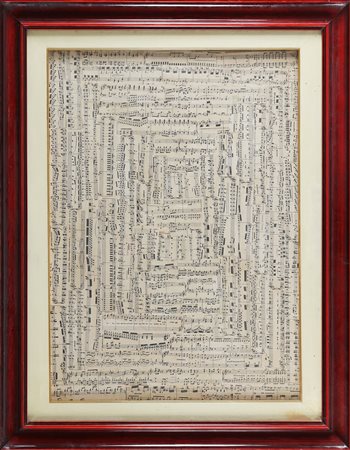 CARMASSI ARTURO (n. 1925) Serenata. . Collage su tela. Cm 50,00 x 70,00. Al...