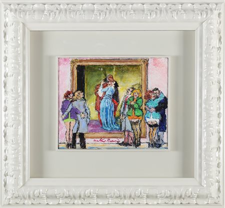 PIACESI WALTER (n. 1929) Visita al museo. . 2014. Olio su tavola. Cm 30,00 x...