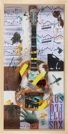 CHIARI GIUSEPPE (1926 - 2007) Chitarra. . Tecnica mista su tavola. Cm 60,00 x...