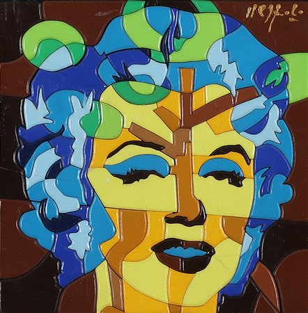 NESPOLO UGO (n. 1941) Vegetale. . Acrilico su tavola. Cm 24,00 x 24,00. Firma...