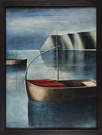 SCUFFI MARCELLO (n. 1948) Marina. . Olio su tela . Cm 80,00 x 60,00. Firma in...