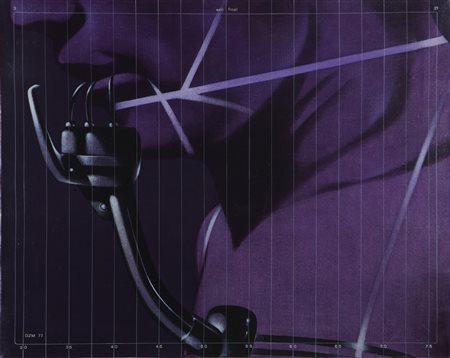 SARRI SERGIO (n. 1938) Schermo con attrezzo d'analisi. 1973. Olio su tela ....