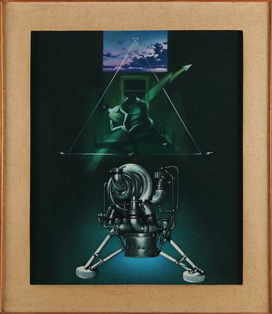 SARRI SERGIO (n. 1938) Studio per la bestia e la macchina. . 1981. Olio su...