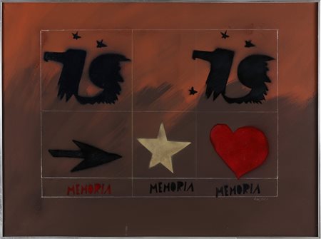 ANGELI FRANCO (1935 - 1988) Memoria. 1973. Tecnica mista su tela. Cm 80,00 x...