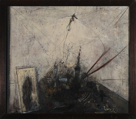 FERRONI GIANFRANCO (1927 - 2001) Senza titolo. . 1959. Olio su tela . Cm...