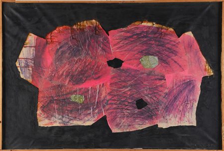 TURCATO GIULIO (1912 - 1995) La pelle. Tecnica mista e collage su tela. Cm...