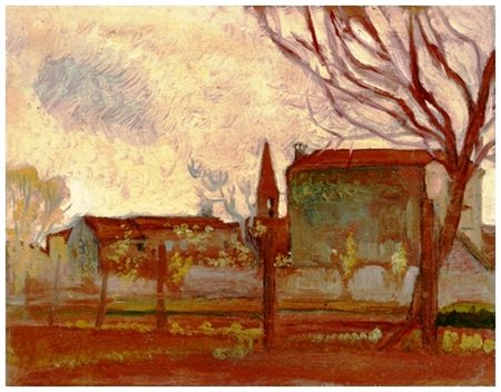 SANTI MACCHIA Pisa 1884 – Pisa 1964 Oratoio – Il campanile Olio su cartone...