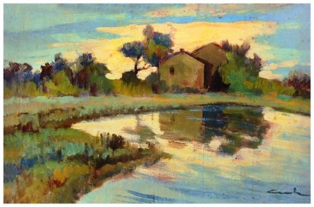 GINO CENTONI Livorno 1891 – Livorno 1960 Senza titolo Olio su tavola 23 x 35....