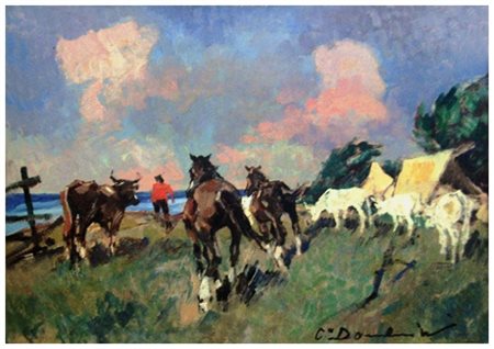 CARLO DOMENICI Livorno 1898 – Valdana di Portoferraio 1981 Maremma Olio su...