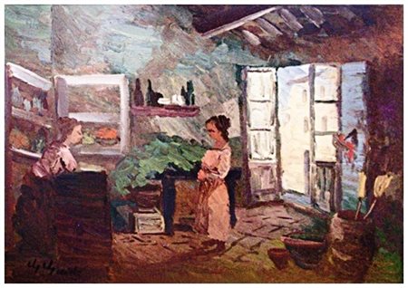 GUIDO GUIDI Livorno 1901 – Livorno 1998 Senza titolo Olio su tavola 35 x 50....