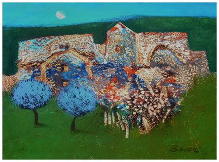 MANLIO BACOSI Perugia 1921 – 1998 Senza titolo (Paesaggio umbro) Olio su tela...