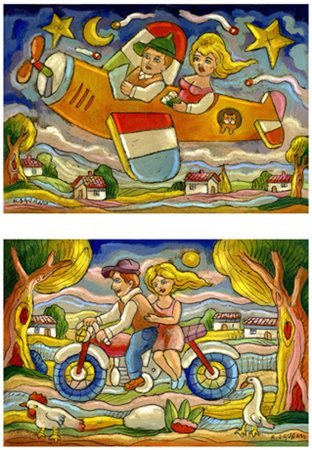 ROBERTO SGUANCI Firenze 1948 Lotto composto da 2 opere: Senza titolo Olio su...