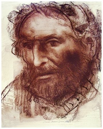 PIETRO ANNIGONI Milano 1910 – Firenze 1988 Testa virile 1982 Sanguigna su...