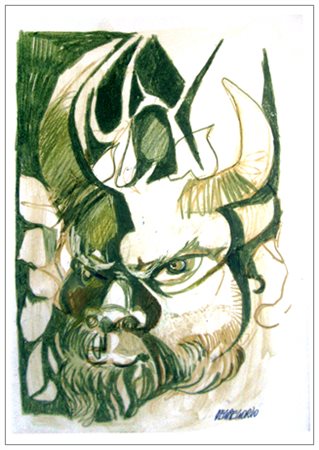 GIUSEPPE DE GREGORIO Spoleto 1920 - 2007 Fauno T.m. su cartoncino 50 x 35....