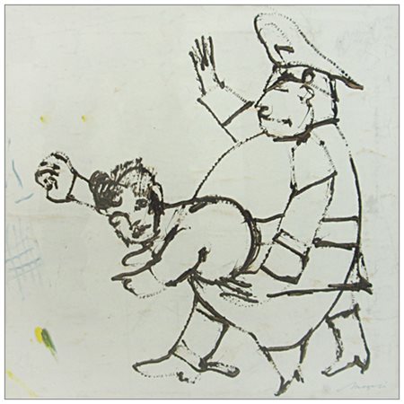 MINO MACCARI Siena 1898 – Roma 1989 Senza titolo Pittura su carta accoppiata...